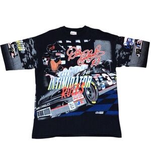 VTG 1996 Dale Earnhardt The Intimidator Rules AOP NASCAR T-Shirt USA Men’s Sz XL